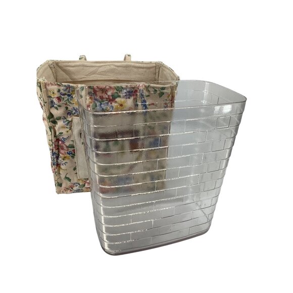 LONGABERGER HOMESTEAD Lined Tote Bag Ivory Color Floral With Embroidered Pocket - Picture 6 of 14